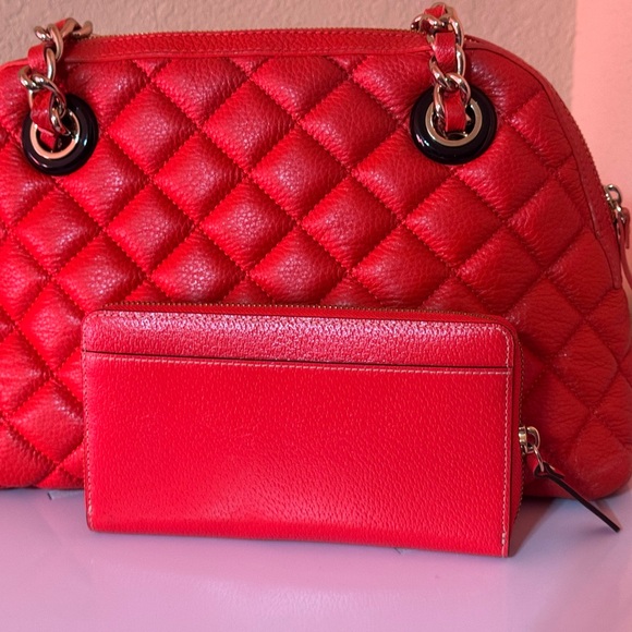 Kate Spade Red Quilted Shoulder Bag and Wallet - Picture 8 of 11